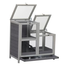 Tier Wood Hamster Cage, Pet Habitat with Run, Pull-Out Tray, Ramp, Hutch for Small Animals Guinea Pig Rat Rabbit, Indoor