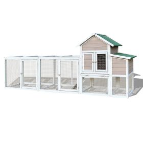 122" Large Wood Chicken Coop Hen House Pet Rabbit Hutch Wooden Pet Cage Backyard with Nesting Box