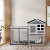 Indoor Outdoor Rabbit Hutch, Bunny Cage with Run, Pull Out Tray, Guinea Pig House for Small Animals, Gray