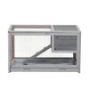 2-story Wooden Rabbit Cage, Bunny Hutch with Ladder, Openable Roof and Removable Tray, Gray