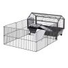 PawHut Small Animal Playpen Cage w/ Rolling Caster, Water Bottle, 35" L