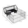 PawHut Small Animal Playpen Cage w/ Rolling Caster, Water Bottle, 35" L