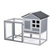 Indoor Outdoor Rabbit Hutch, Bunny Cage with Run, Pull Out Tray, Guinea Pig House for Small Animals, Gray