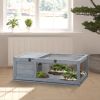 PawHut Wooden Tortoise House Indoor Turtle Habitat Enclosure Outdoor Reptile Cage for Lizards, Geckos, Gray