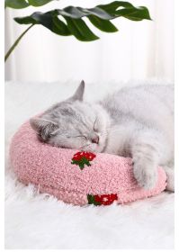 Cat U-shaped pillow protection cervical vertebra deep sleep pet pillow dog cat pillow dog dog toy cat toy (colour: pink)