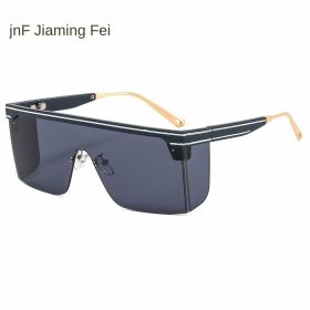 one-piece rimmed sunglasse personality letters Cross border sunglasses Manufacturer direct sales glasses (colour: C2 dark blue frame black grey chip)