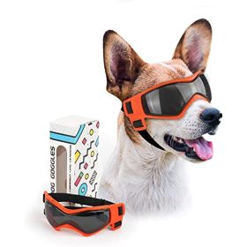 Dog Goggles Small Breed; Easy Wear Small Dog Sunglasses; Adjustable UV Protection Puppy Sunglasses for Small to Medium Dog (Color: orange)