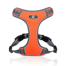 dog Harnesses; Pet Traction Rope Mesh Breathable Big Dog Chest Strap Vest Reflective Dog Rope Spot Wholesale (colour: orange)