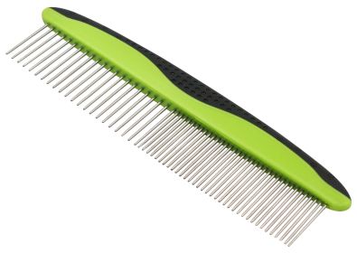 Pet Life Grip Ease' Wide and Narrow Tooth Grooming Pet Comb (Color: Green)