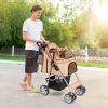 Foldable 4-Wheel Pet Stroller with Storage Basket