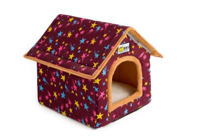 Winter Pet Bed Removable And Washable Dog WOWO Chimney House (Option: Purple XINGX-L)